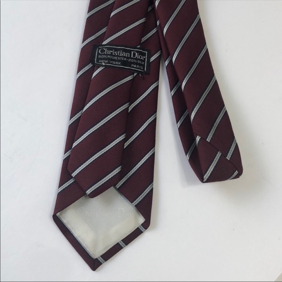 🌻 Christian Dior Striped Silk Blend Tie - Picture 6 of 11